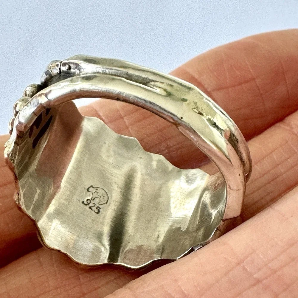Navajo Eagle Mens Band Sz 13 Ring Turquoise Sterling Francisco Native American‎
